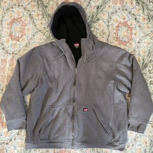 Wrangler Hoodie Mens 2XL Gray Full Zip Sherpa Lined Workwear Heavy